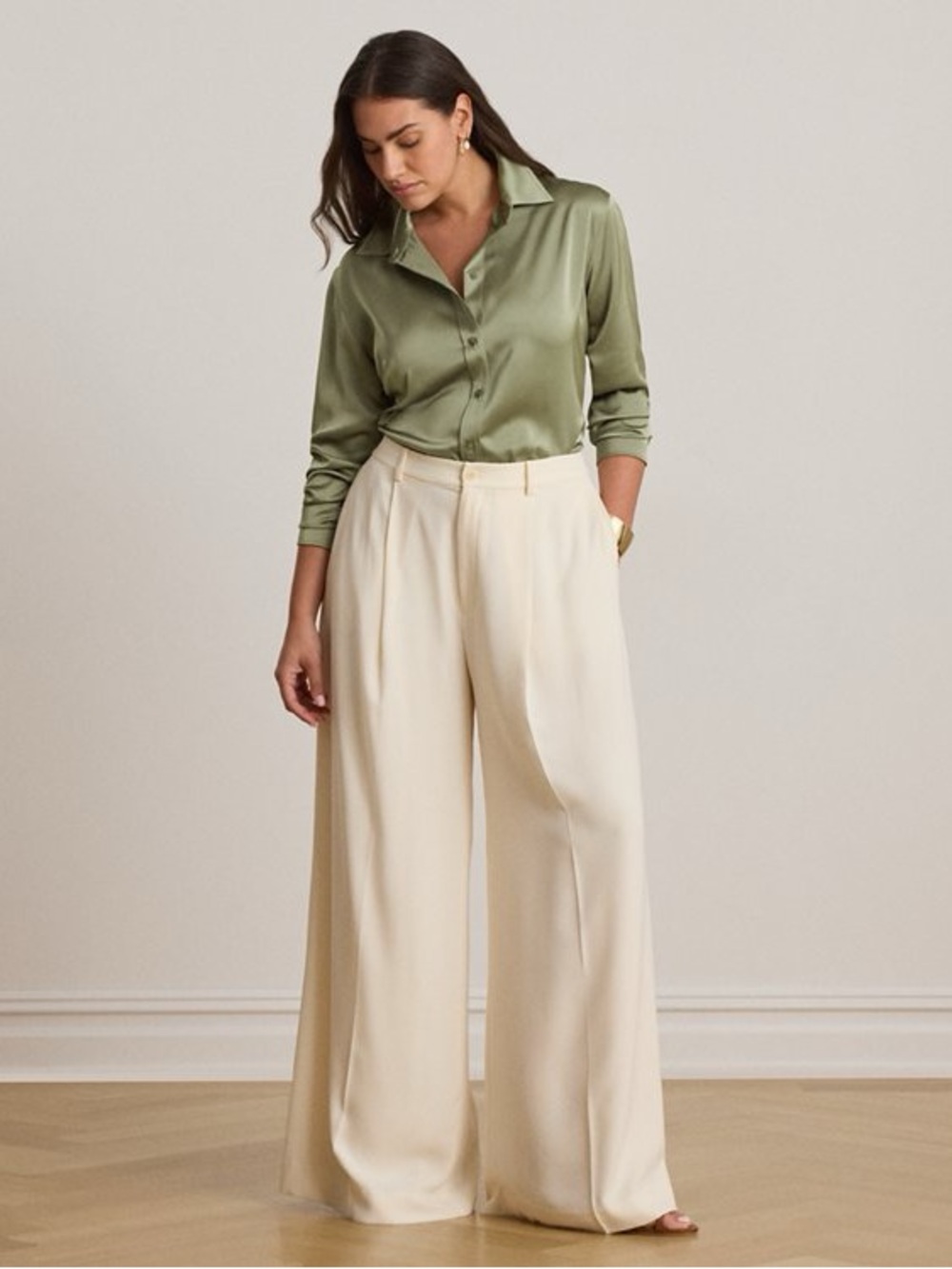 Ralph Lauren sage green satin shirt 3x